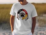 White T-shirt with bear paw emblem design