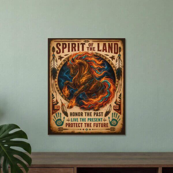 Spirit of the Land fiery horse poster