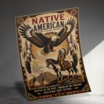 Native American heritage poster with eagle and rider