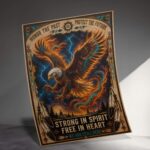 Fiery eagle poster with inspirational Indigenous message