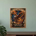 Fiery eagle poster with inspirational Native message