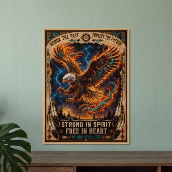 il fullxfull.8313077575 mu82.jpg Fiery eagle poster with inspirational Native motifs