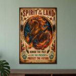 Fiery horse poster with inspirational Native-style text